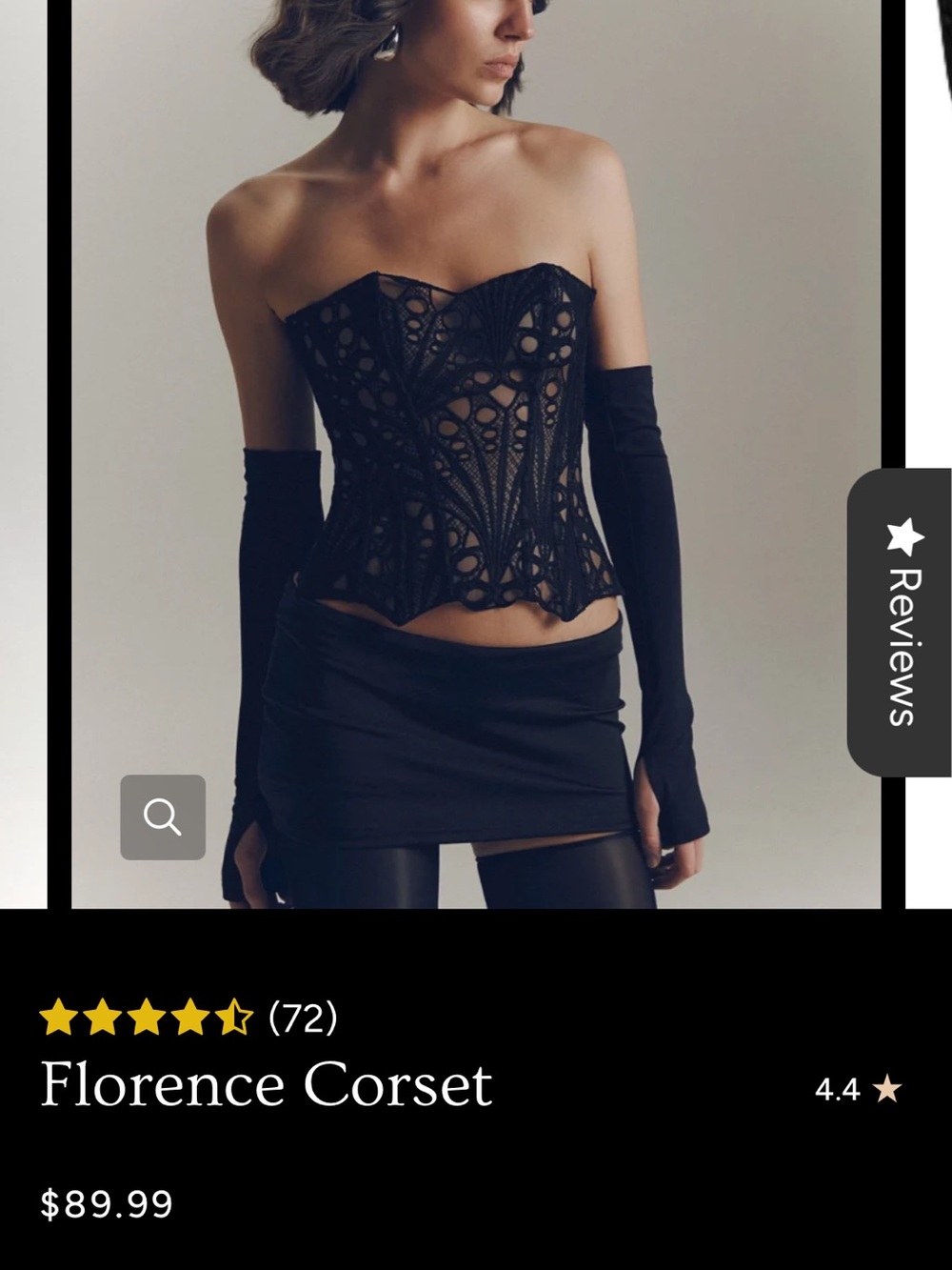 Florence Strapless Lace Corset Top in Black